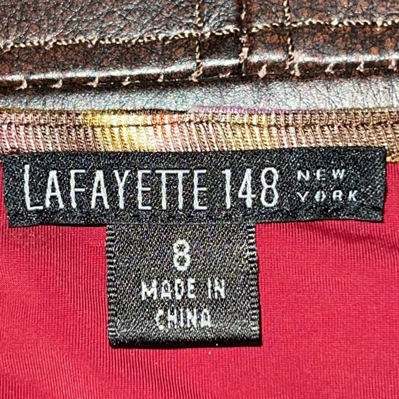 Lafayette 148 New York Dress Asymmetrical Neckline Size 8 Midi Abstract floral - Picture 9 of 16